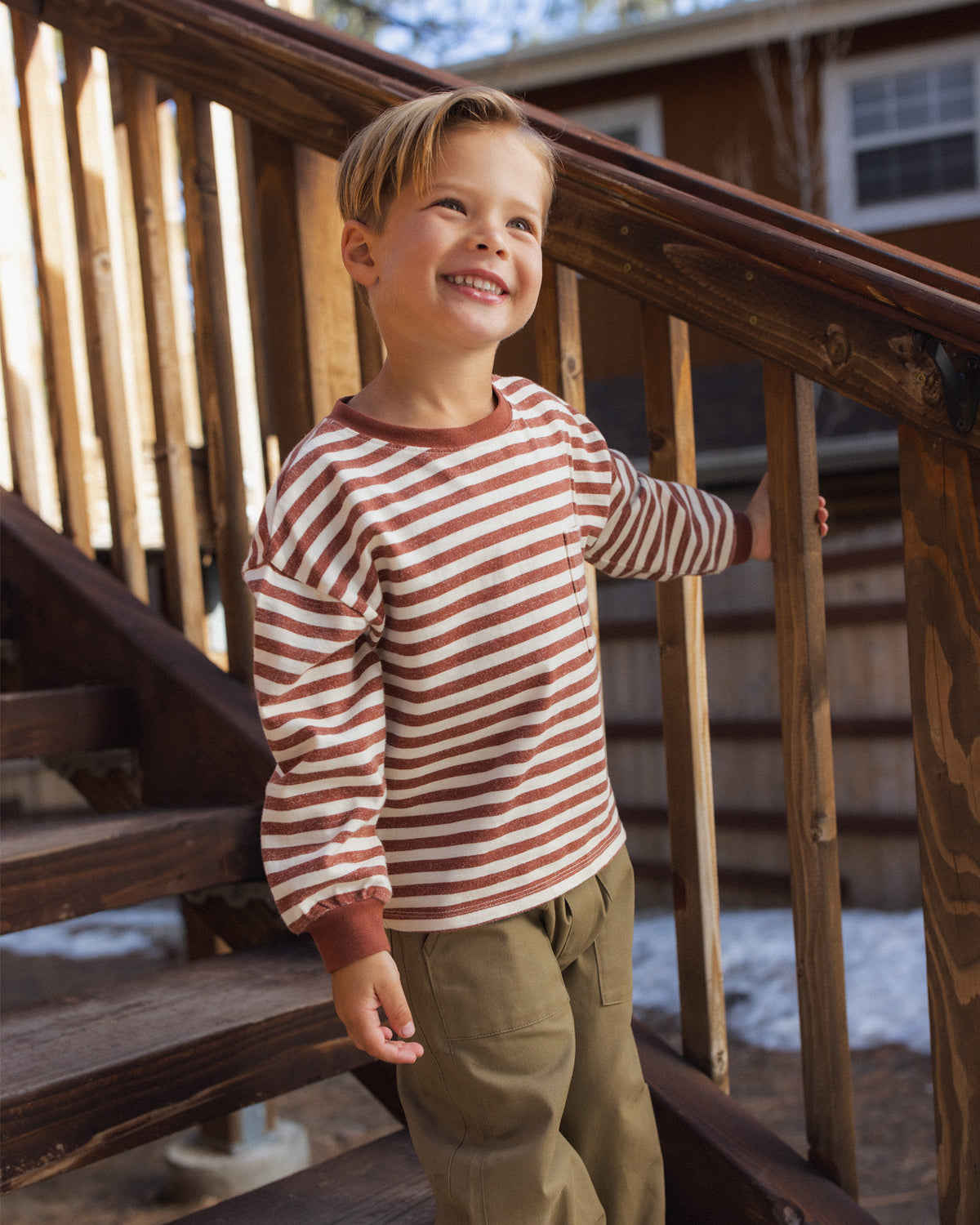 Relaxed Long Sleeve Tee Brick Stripe