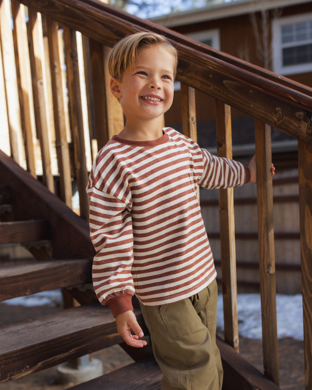 Relaxed Long Sleeve Tee Brick Stripe