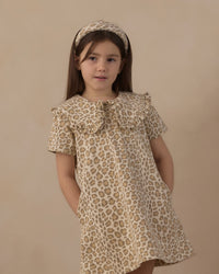 Collared Denim Mini Dress Leopard