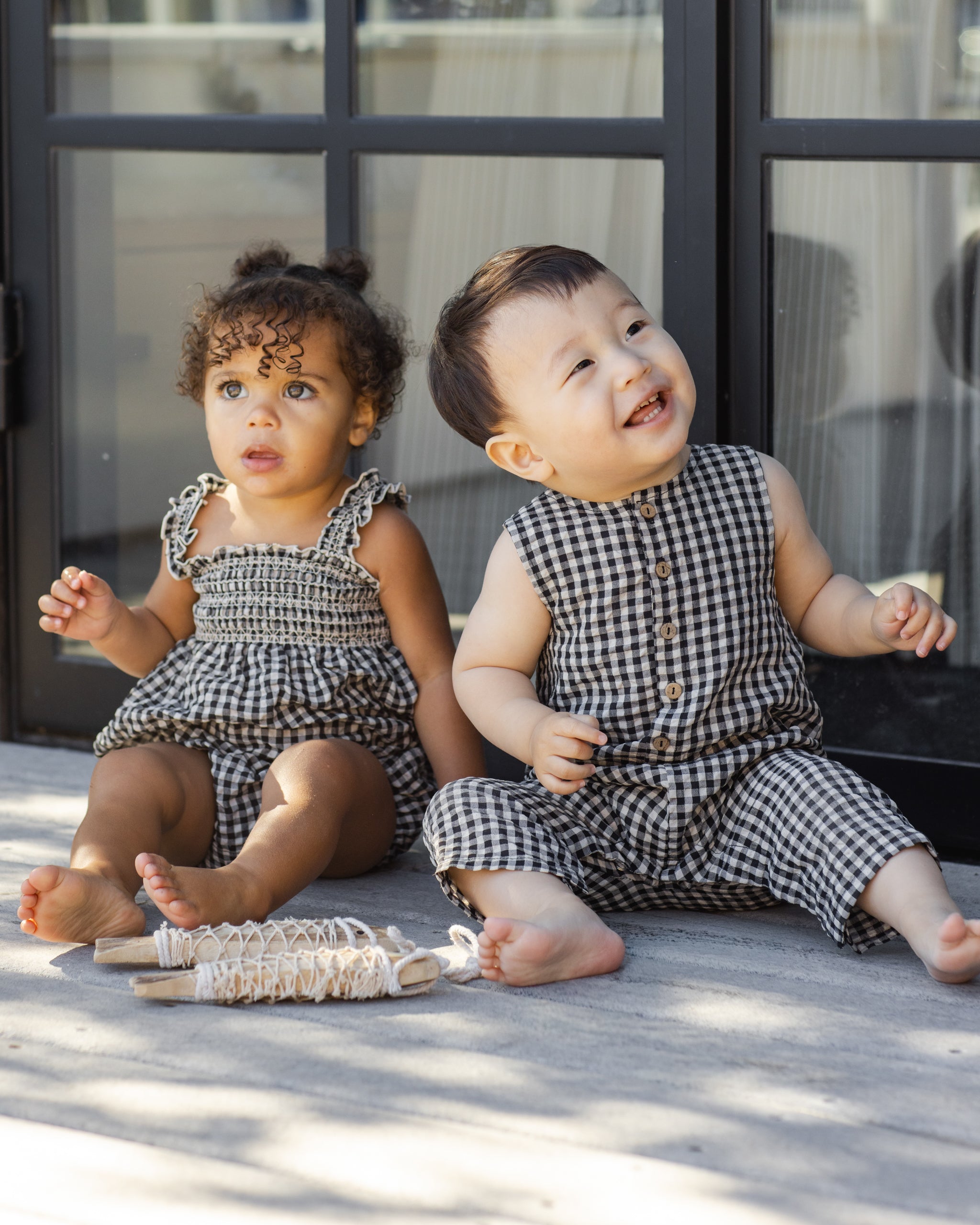 Button Jumpsuit || Black Check