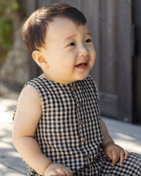 Button Jumpsuit || Black Check