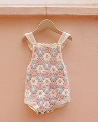 Crochet Romper || Blue, Light Pink, Ivory