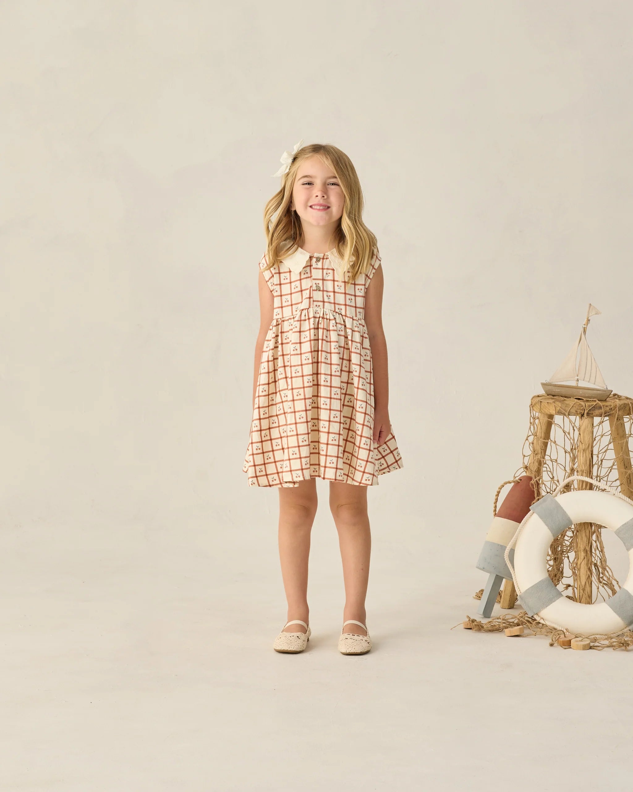 Collared Babydoll Dress || Cherry Check