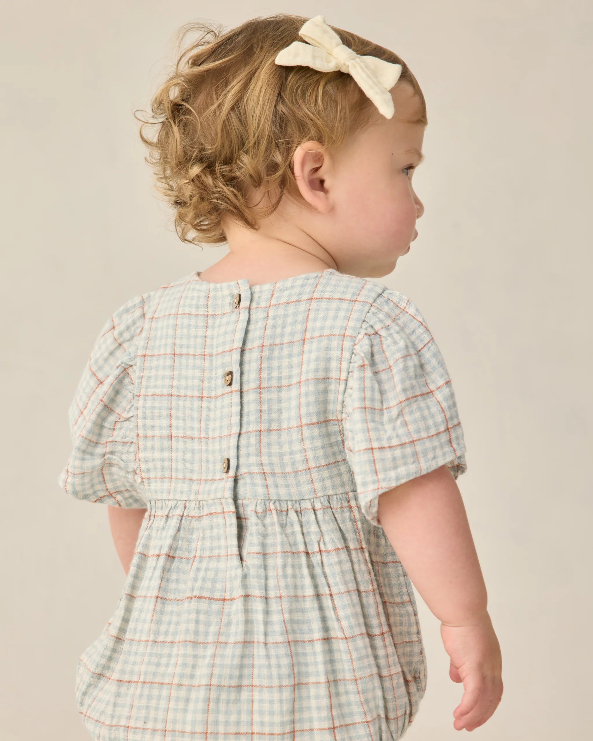 Kalea Romper || Light Blue Plaid