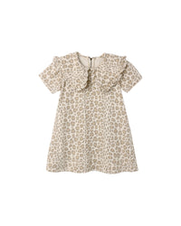 Collared Denim Mini Dress Leopard