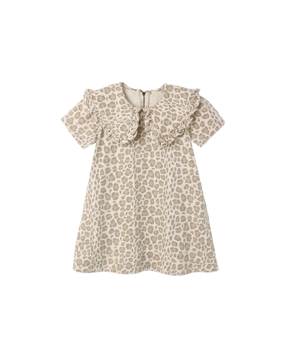 Collared Denim Mini Dress Leopard