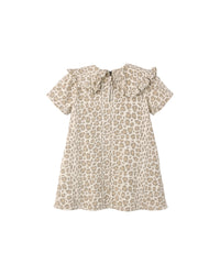 Collared Denim Mini Dress Leopard