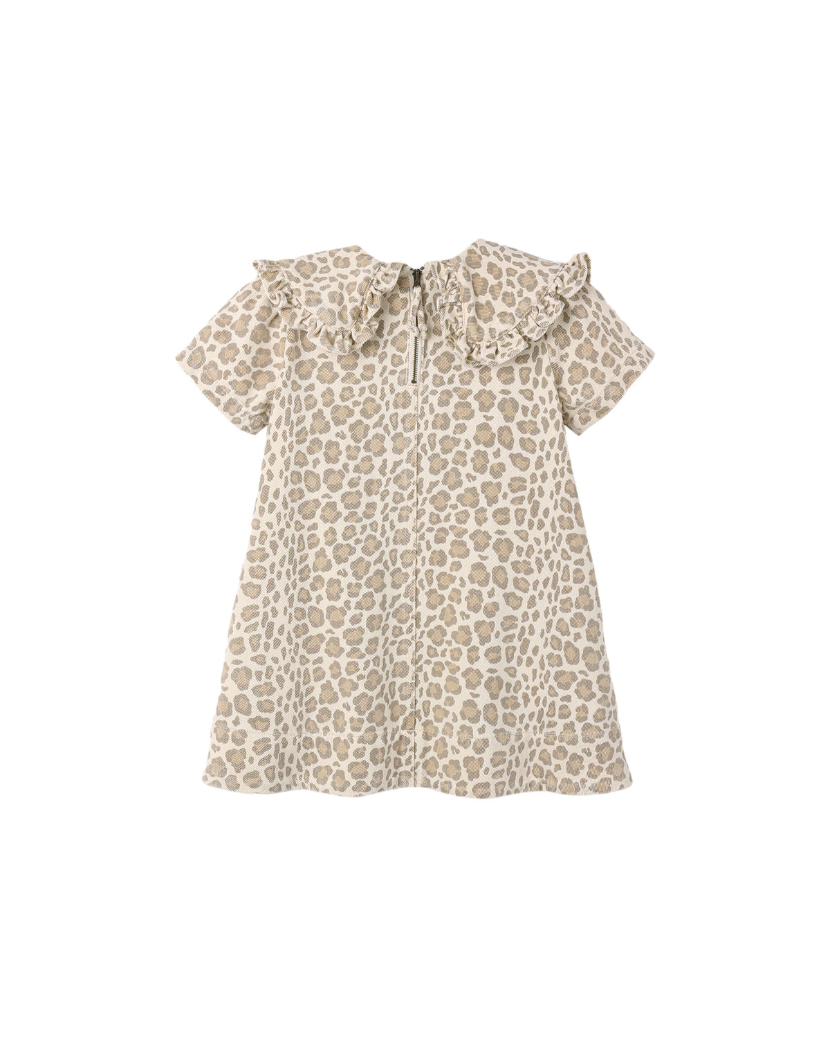Collared Denim Mini Dress Leopard