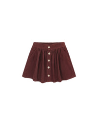 Button Front Mini Skirt || Burgundy