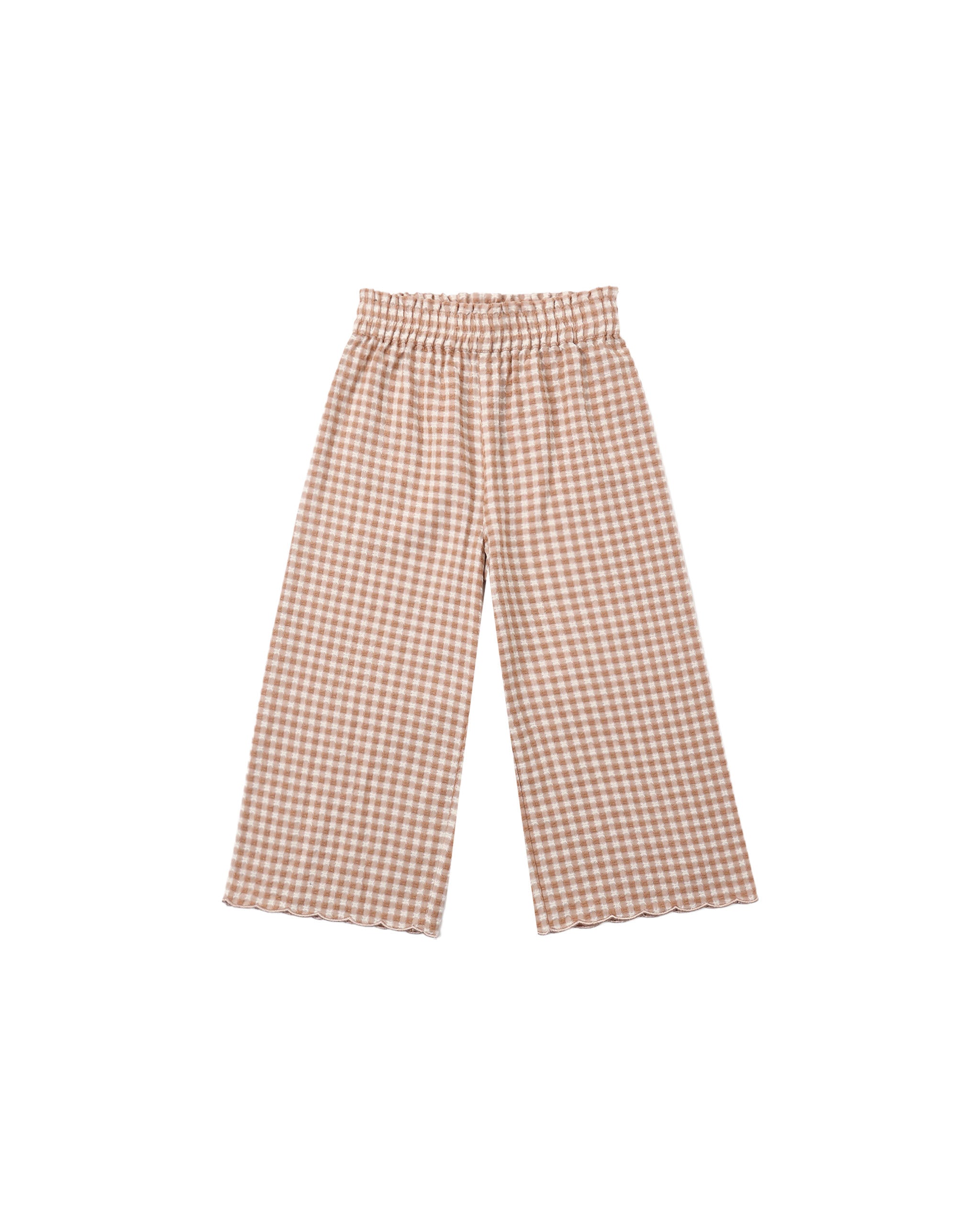 Wide Leg Pant Fawn Gingham