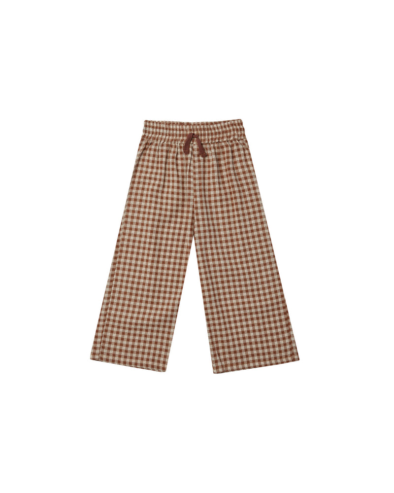 Wide Leg Pant | Brown Gingham