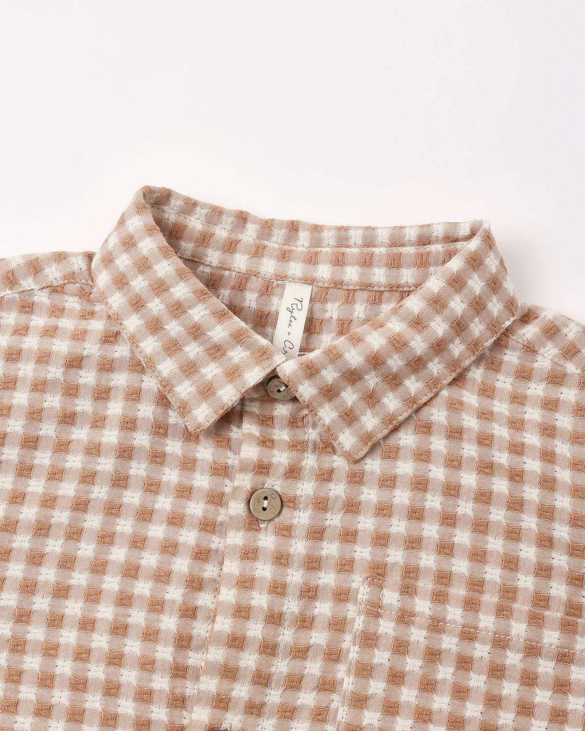 Collared Long Sleeve Shirt Fawn Gingham
