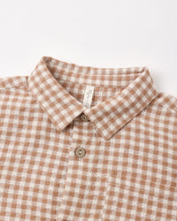 Collared Long Sleeve Shirt Fawn Gingham