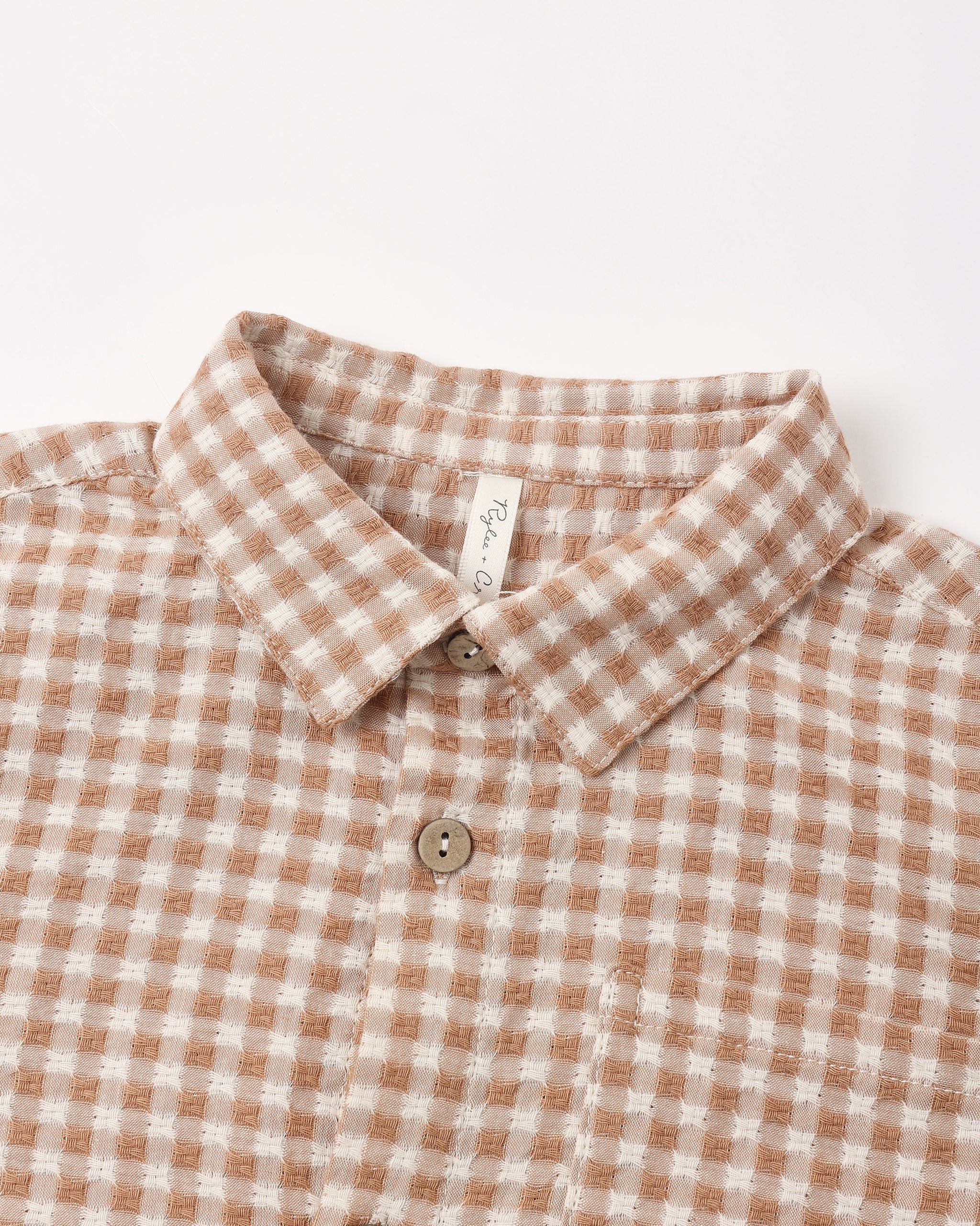 Collared Long Sleeve Shirt Fawn Gingham