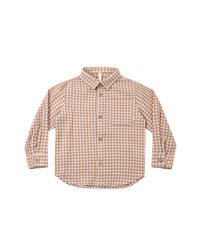 Collared Long Sleeve Shirt Fawn Gingham