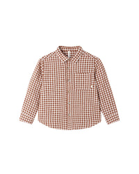 Collared Long Sleeve Shirt Brick Check