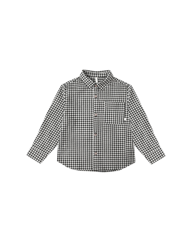 Collared Long Sleeve Shirt || Black Gingham