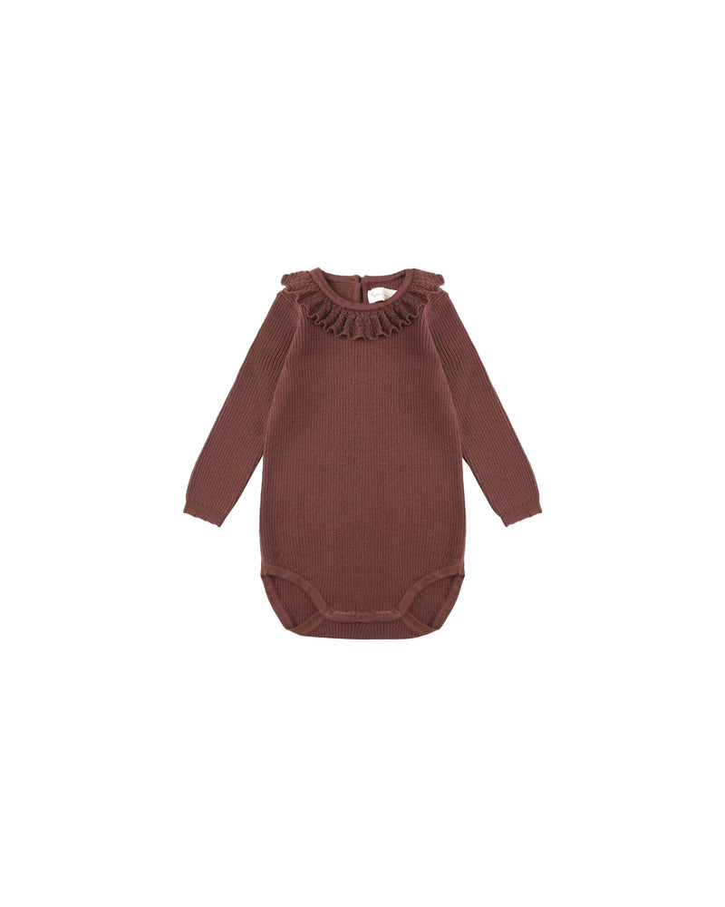 Ruffle Collar Bodysuit || Burgundy