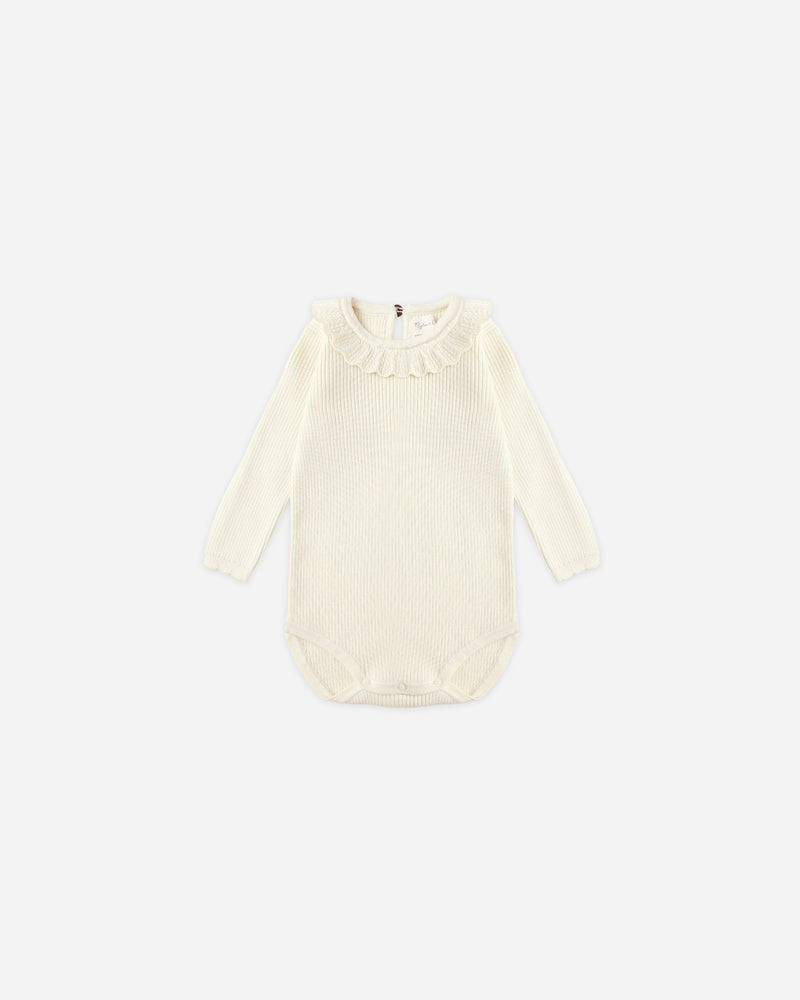 Ruffle Collar Bodysuit || Natural