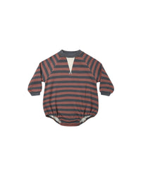 Crew Neck Romper Mulberry Stripe