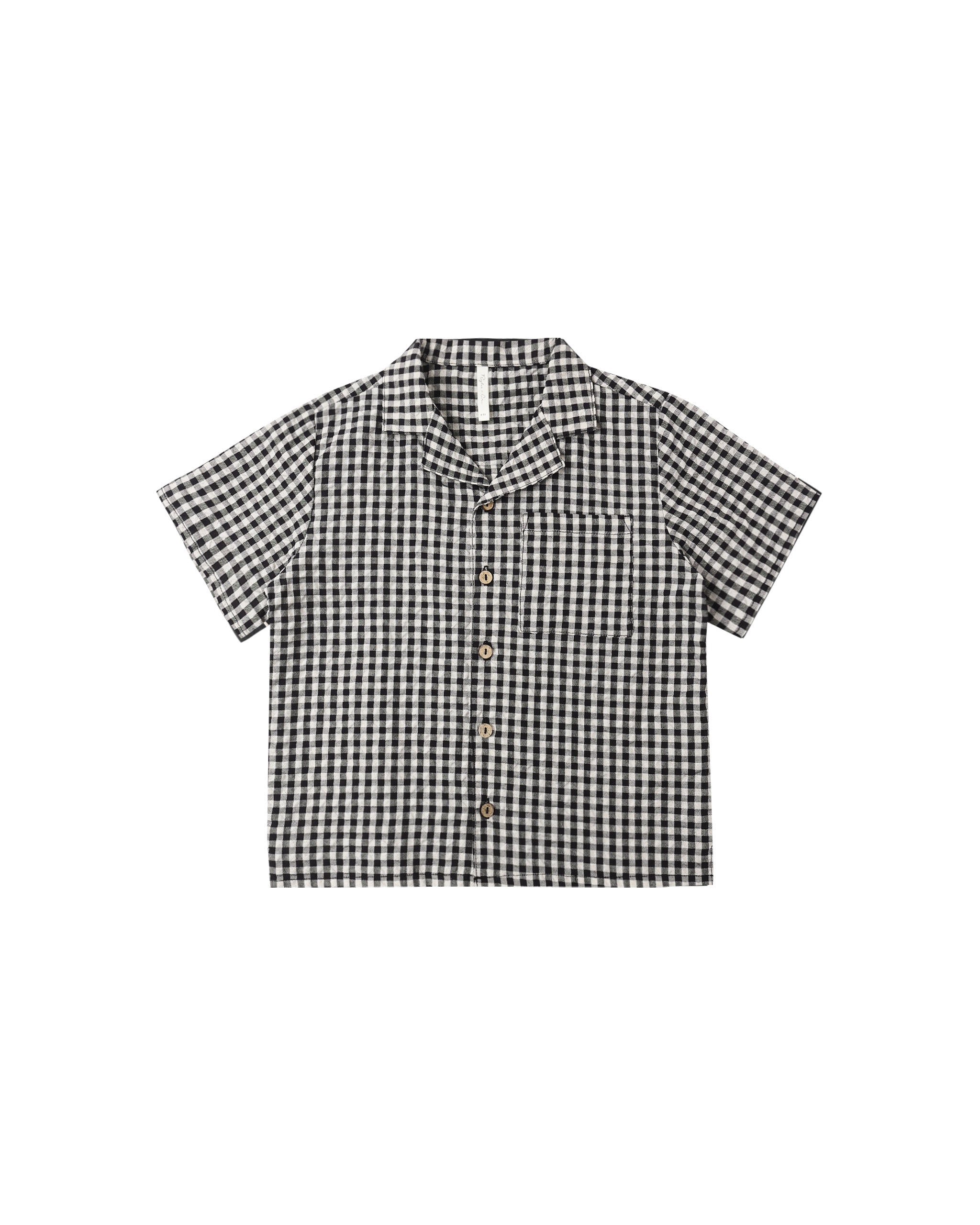 Lapel Collared Shirt || Black Check