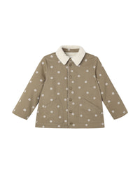 Long Chore Coat Embroidered Daisies