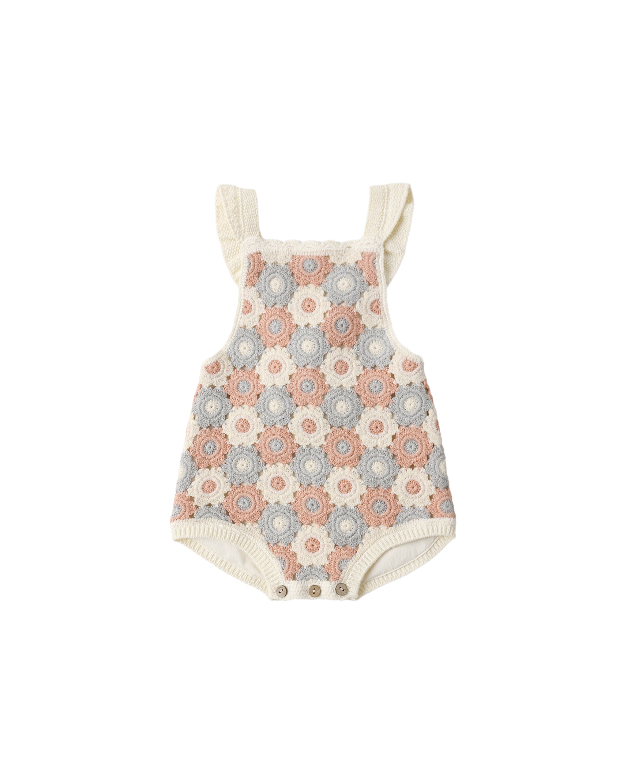 Crochet Romper || Blue, Light Pink, Ivory