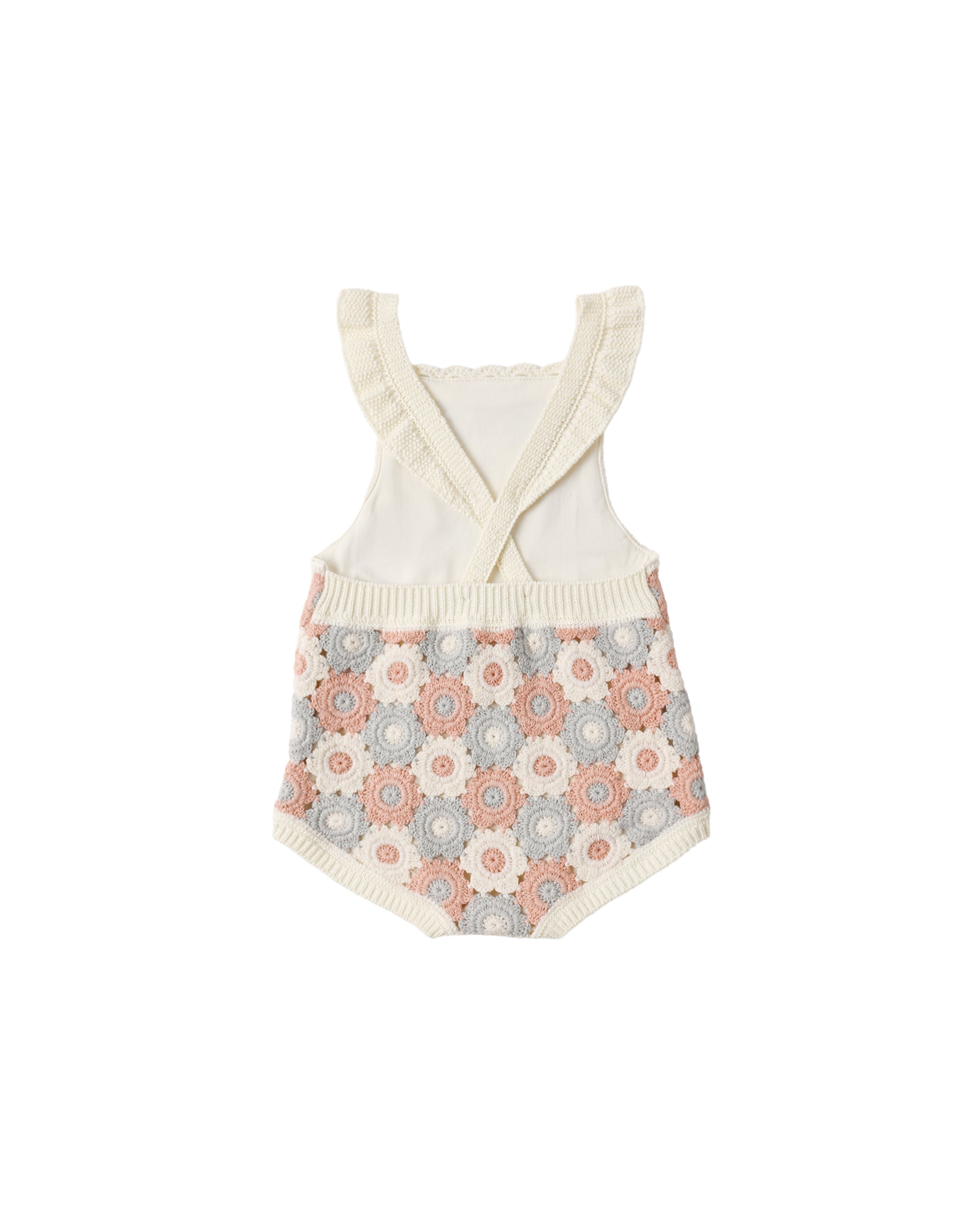 Crochet Romper || Blue, Light Pink, Ivory