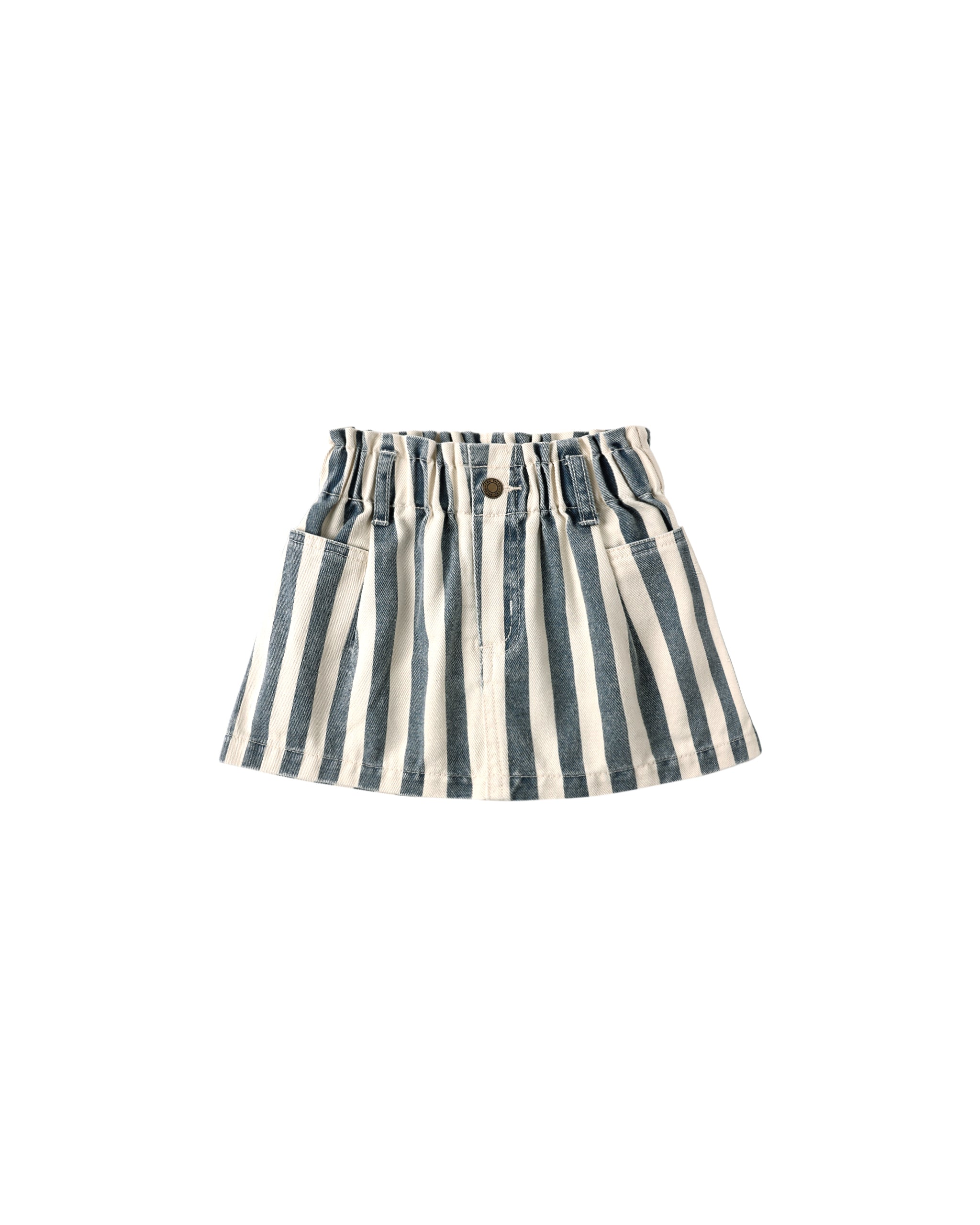 Denim Mini Skirt || Navy Stripe