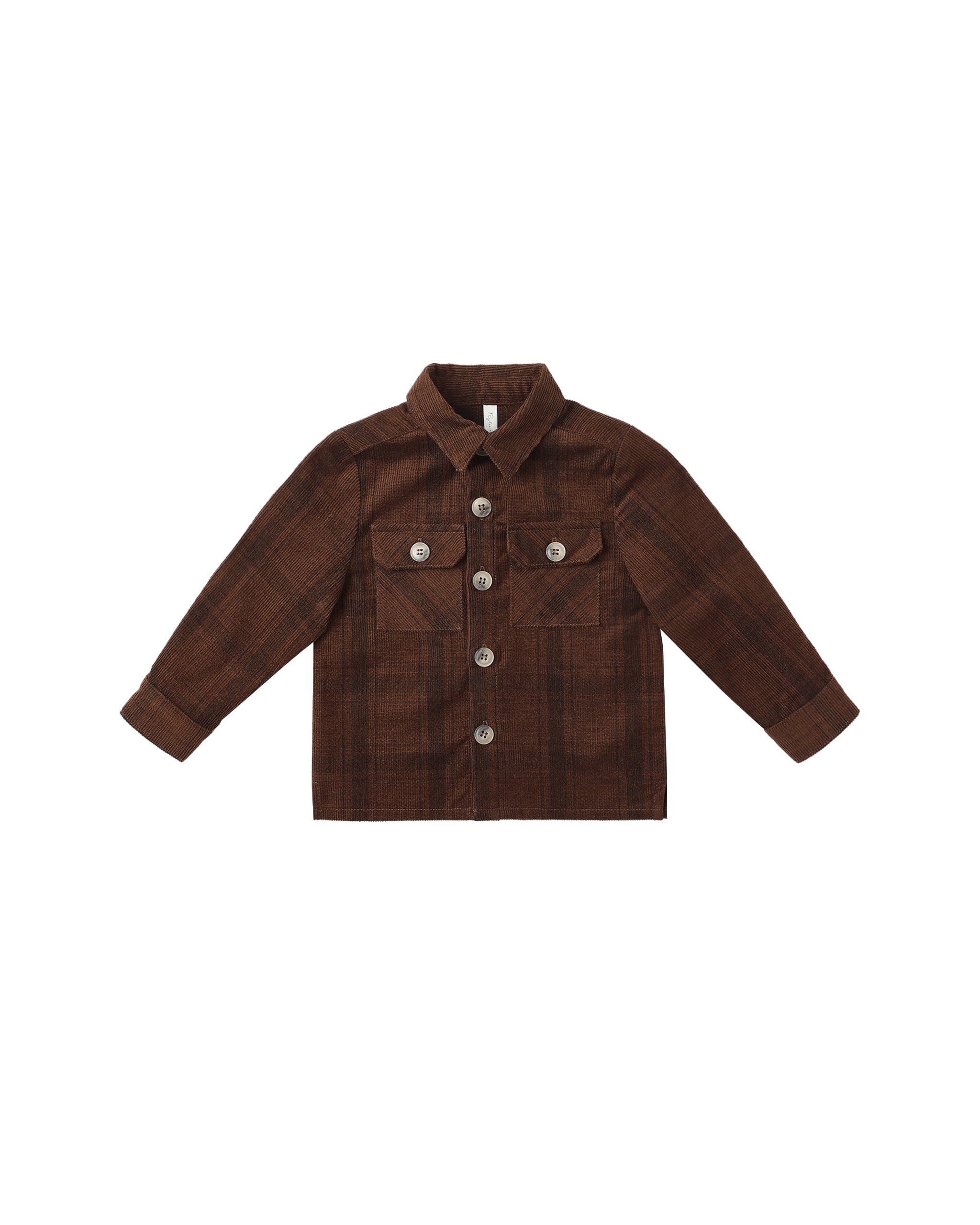 Pocketed Corduroy Shirt || Brown Plaid