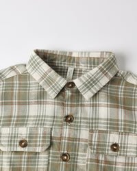 Pocketed Corduroy Shirt Olive Dobby Plaid