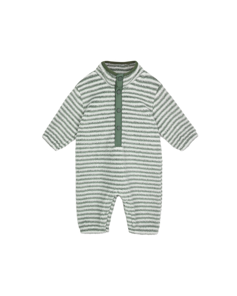 Fuzzy Winter Jumpsuit || Evergreen Stripe