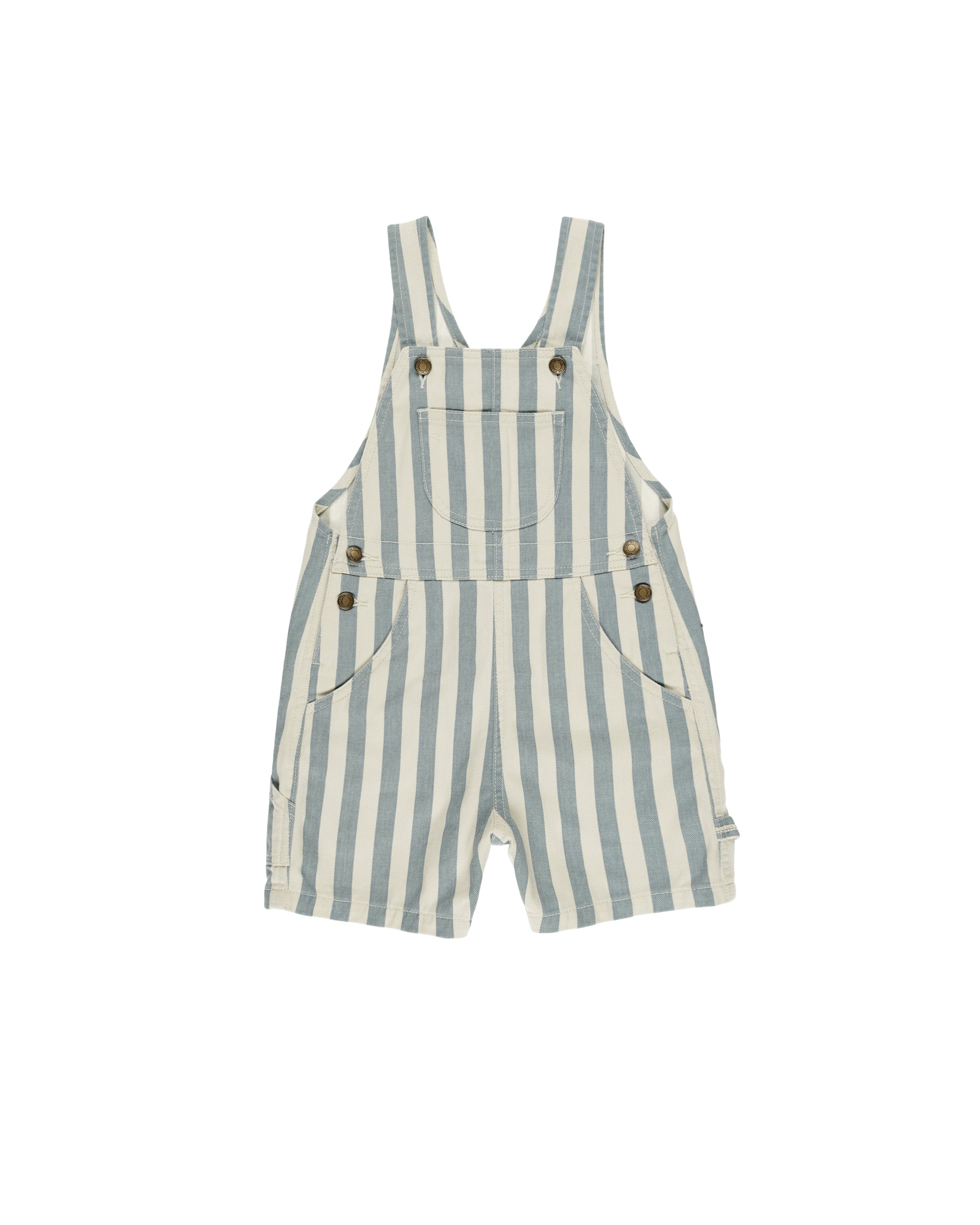 Denim Shortalls || Ocean Stripe