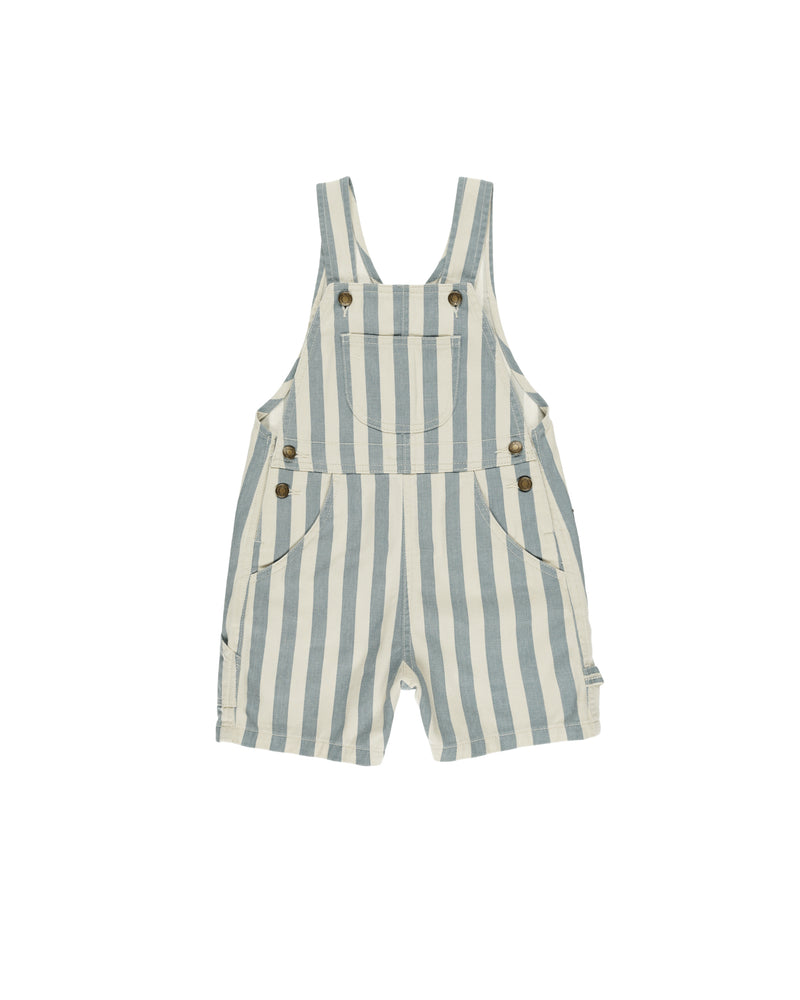 Denim Shortalls || Ocean Stripe