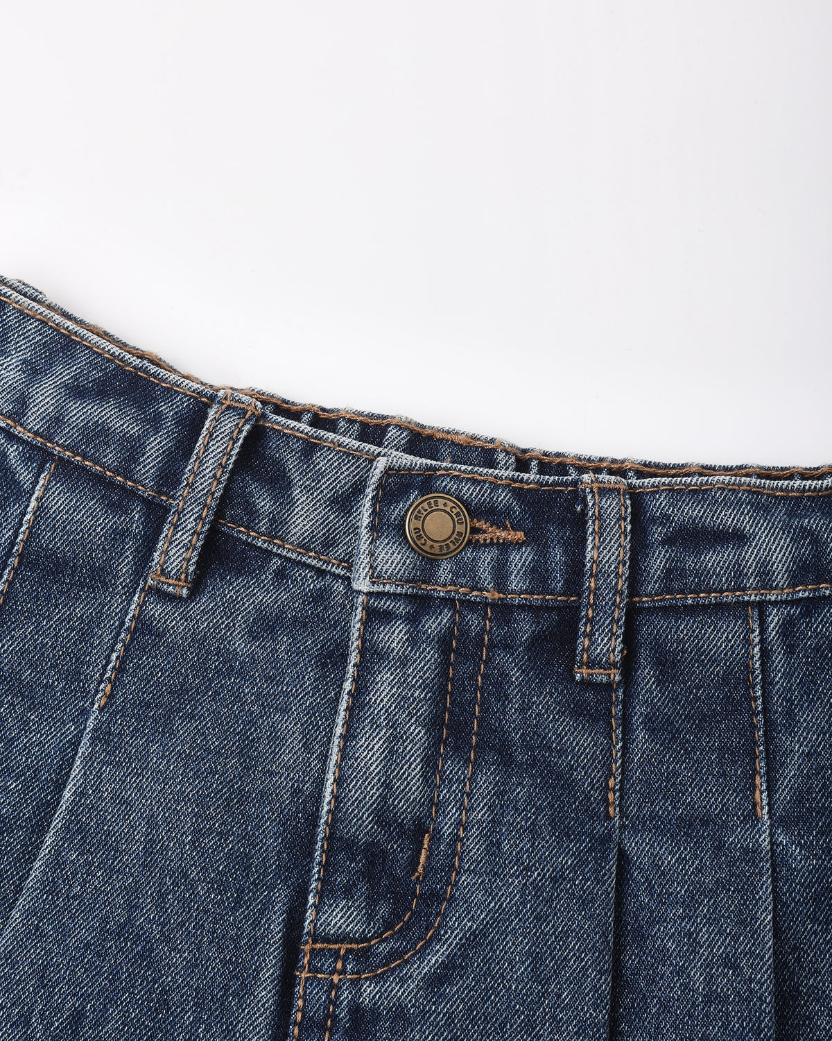 Pleated Denim Skirt Indigo