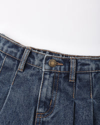 Pleated Denim Skirt Indigo