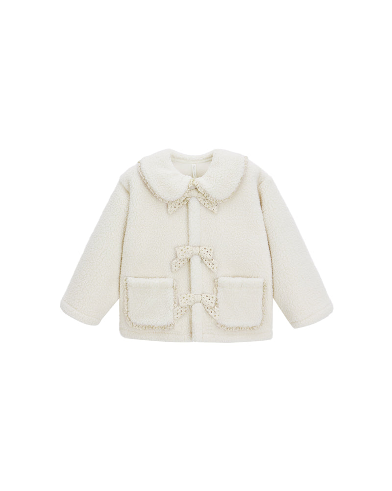 Shearling Collared Coat || Natural