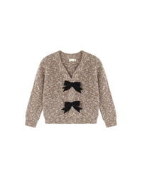 Bow Cardigan Heathered Stone