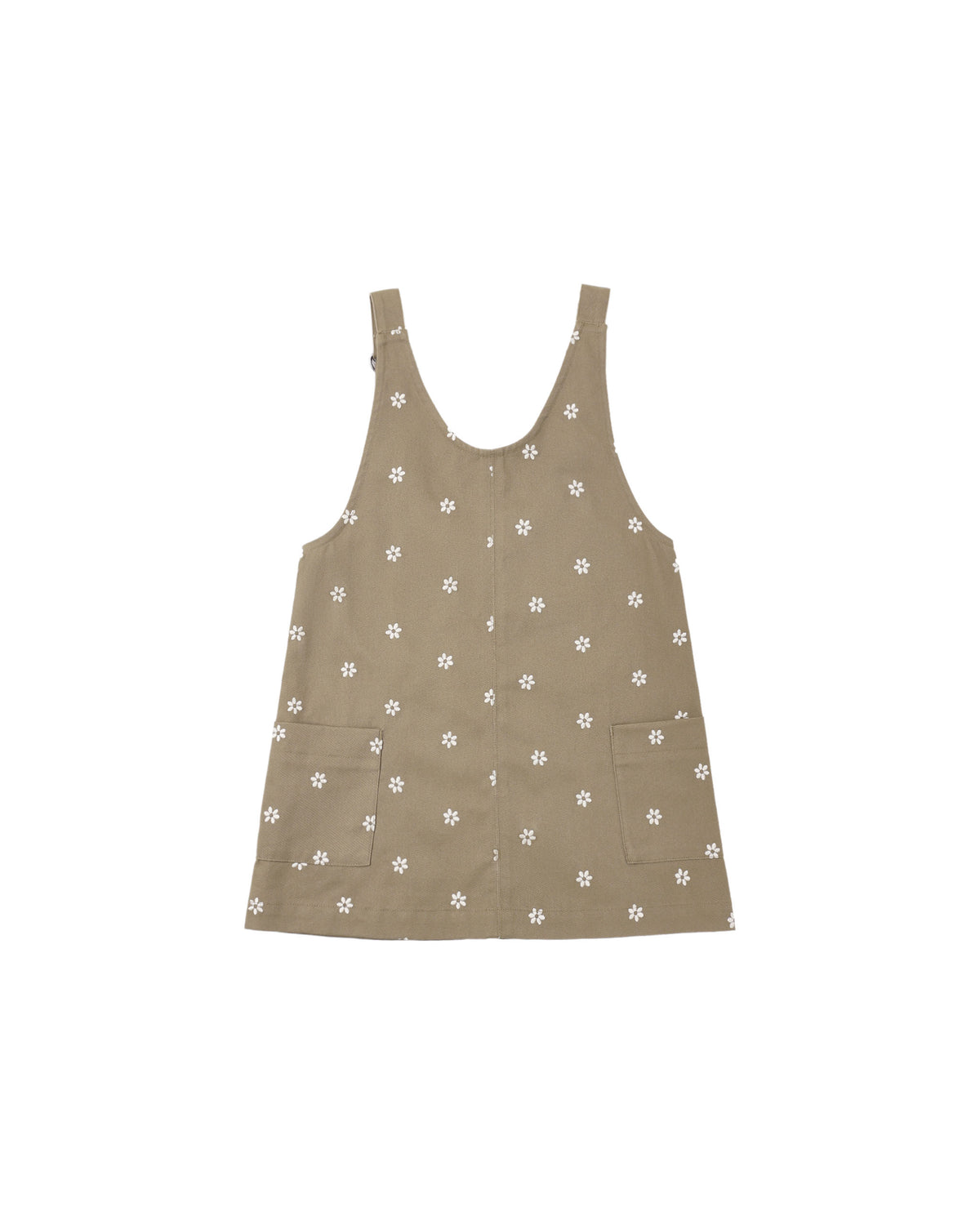 V-Neck Overall Dress Embroidered Daisies
