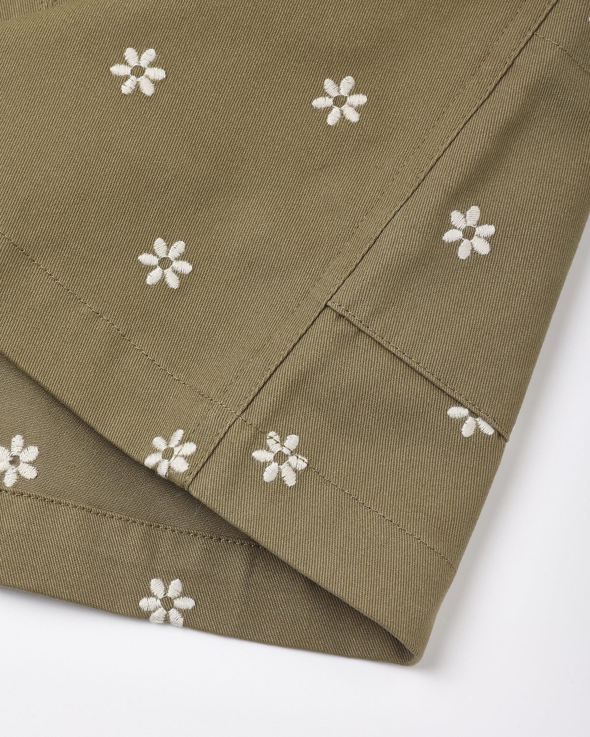 V-Neck Overall Dress Embroidered Daisies