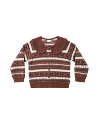 Fair Isle Cardigan Mulberry Stripe