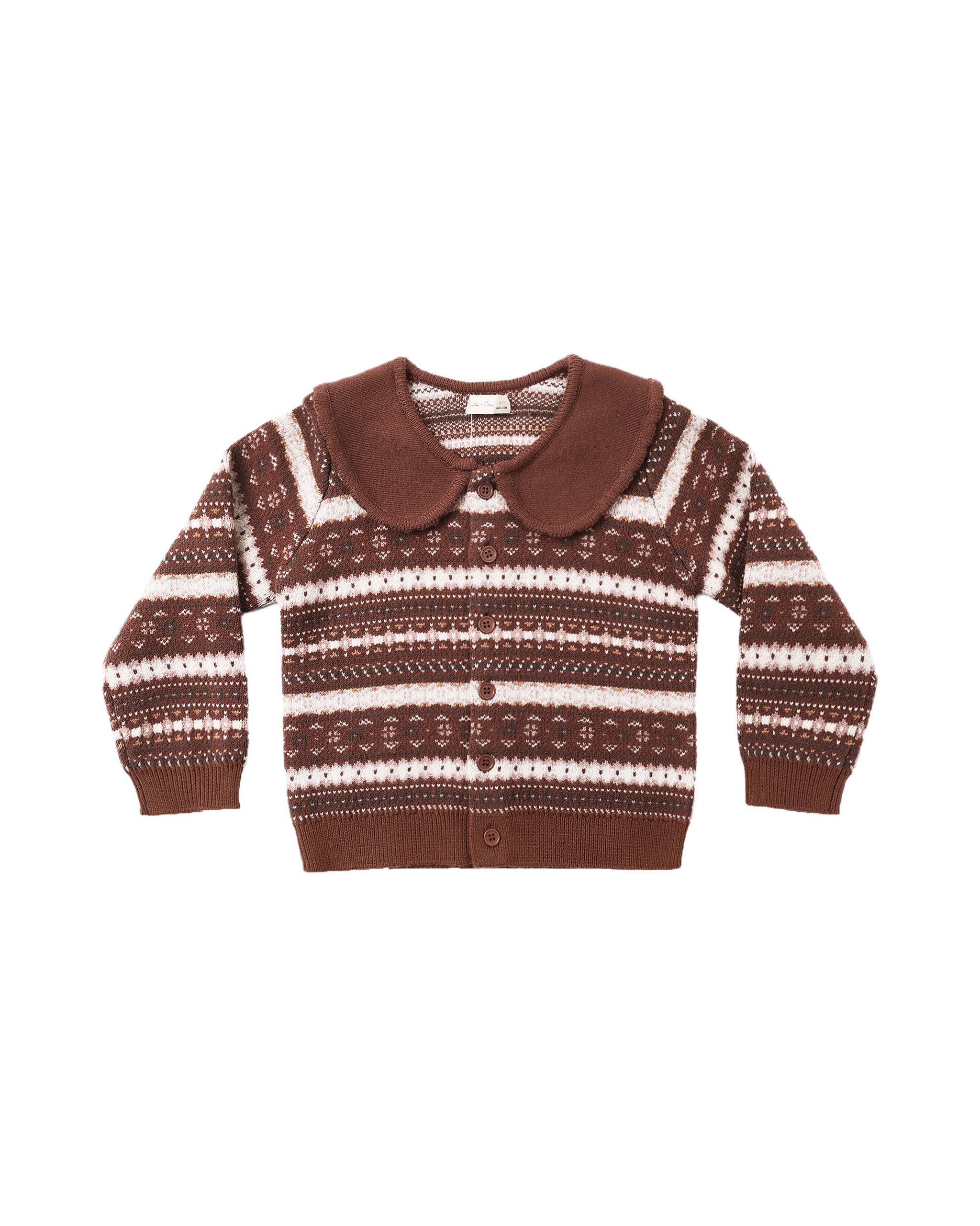 Fair Isle Cardigan Mulberry Stripe
