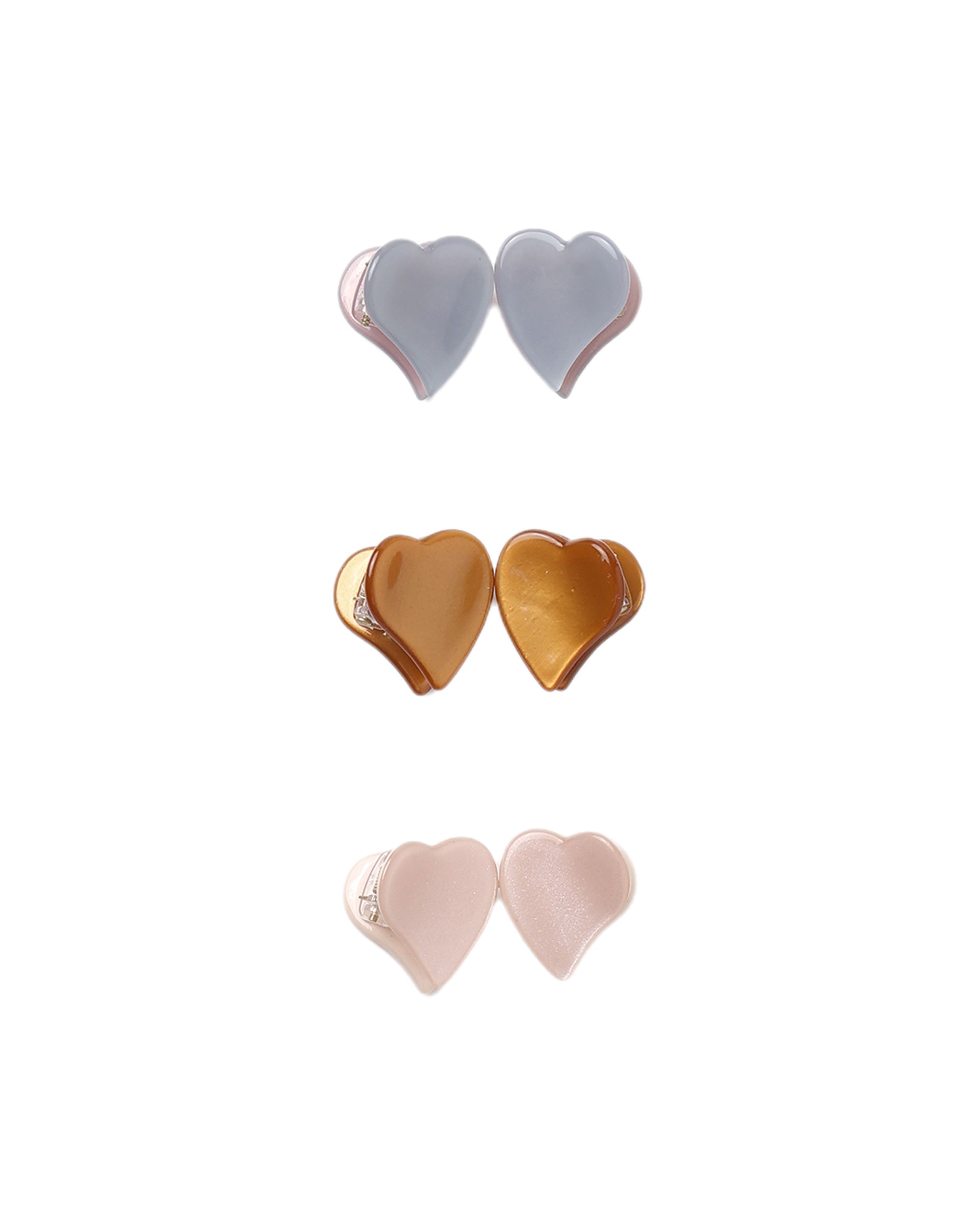 Heart Mini Clips Dusty Blue, Clay, Blush