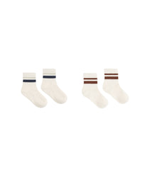 Stripe Socks, 2-Pack Fog, Mulberry