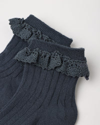 Lace Trim Socks, 2-Pack Fawn, Midnight