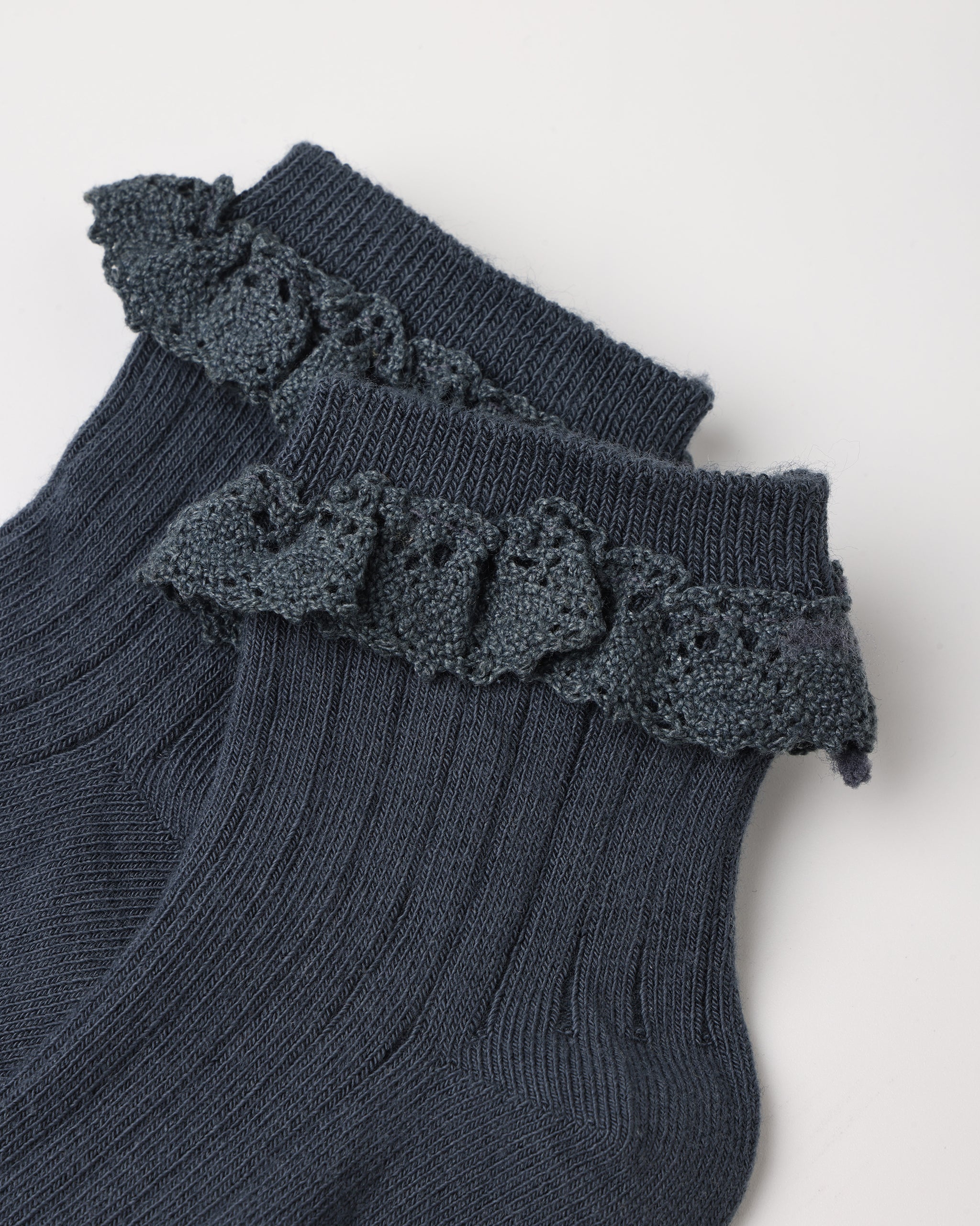 Lace Trim Socks, 2-Pack Fawn, Midnight