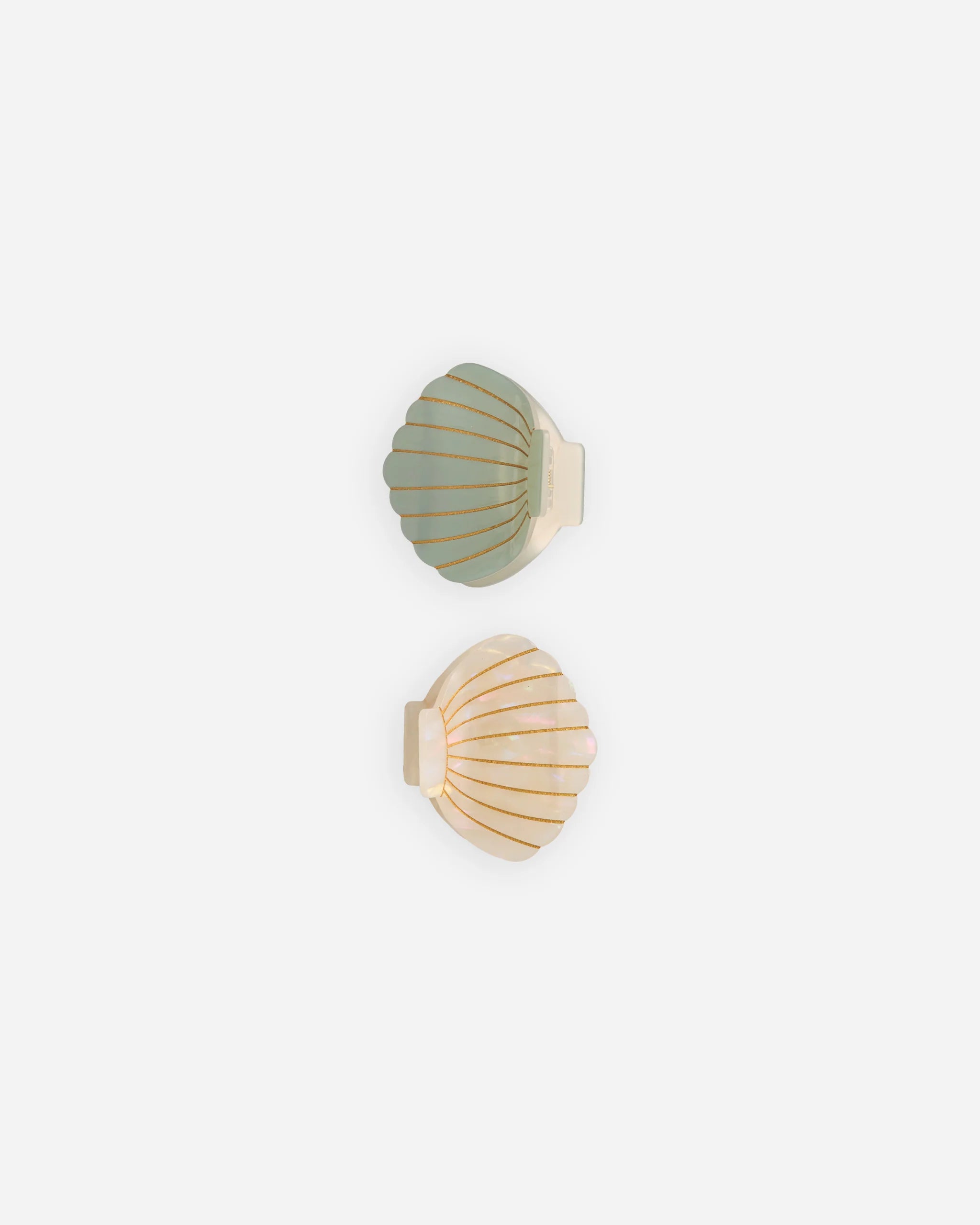 Shell Clip Set || Seafoam, Natural