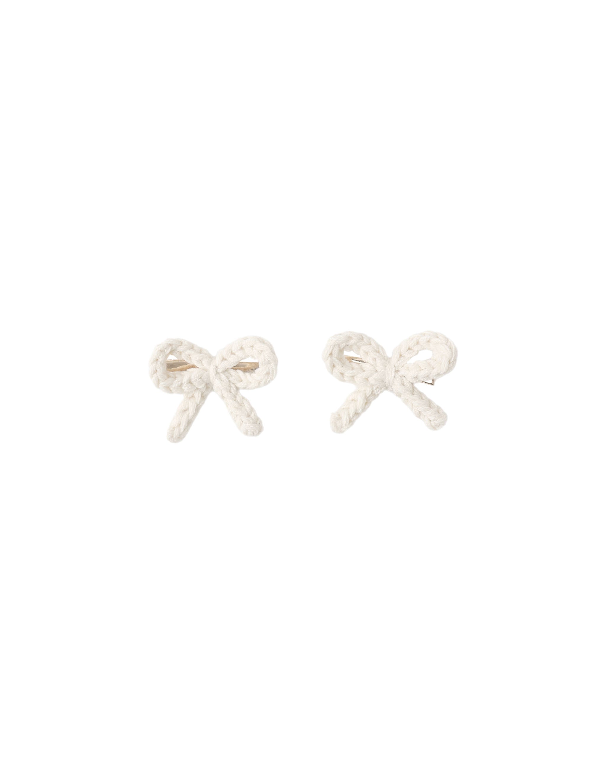 Crochet Bow Clips || Ivory