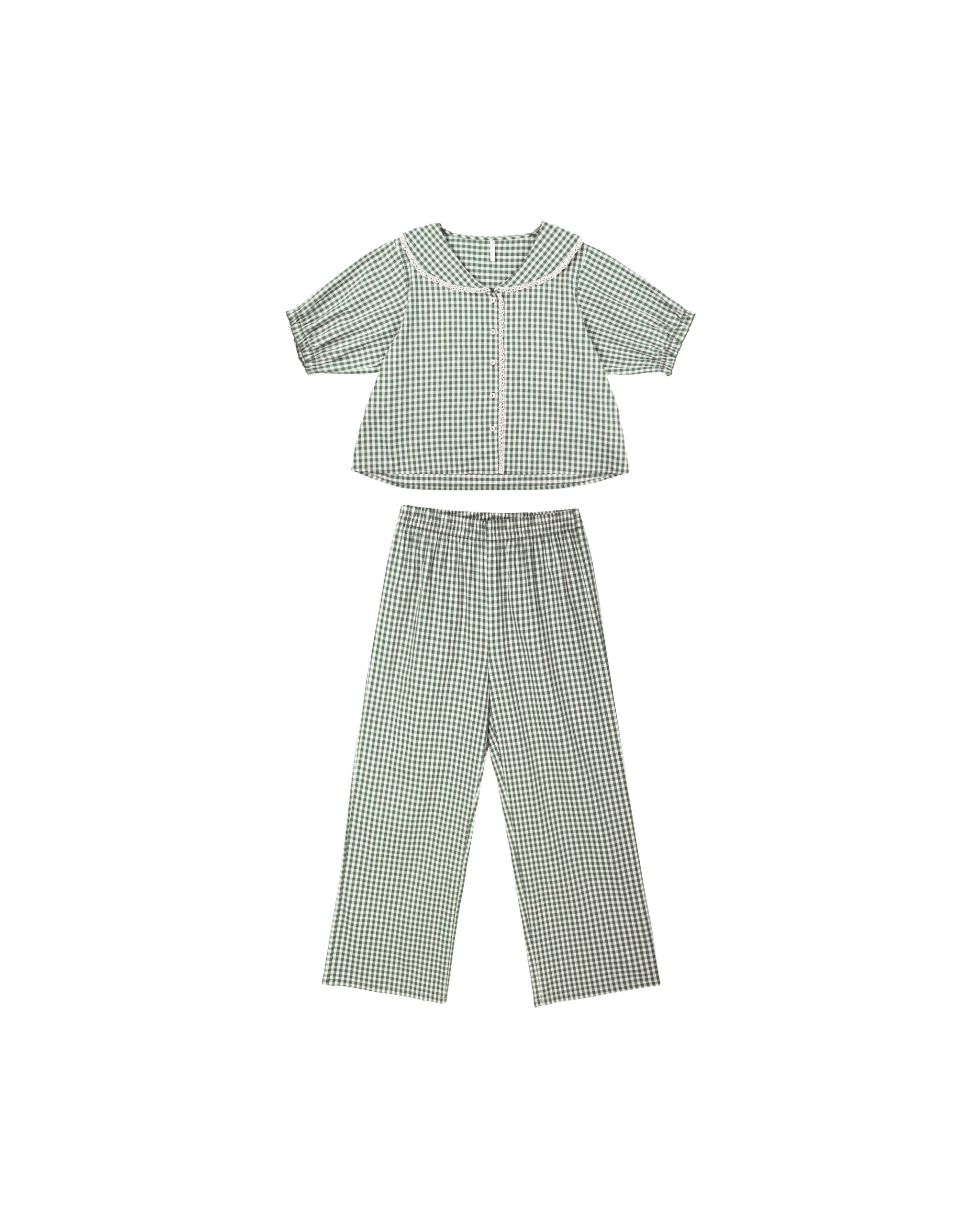 Ruffle Pajamas || Evergreen Gingham