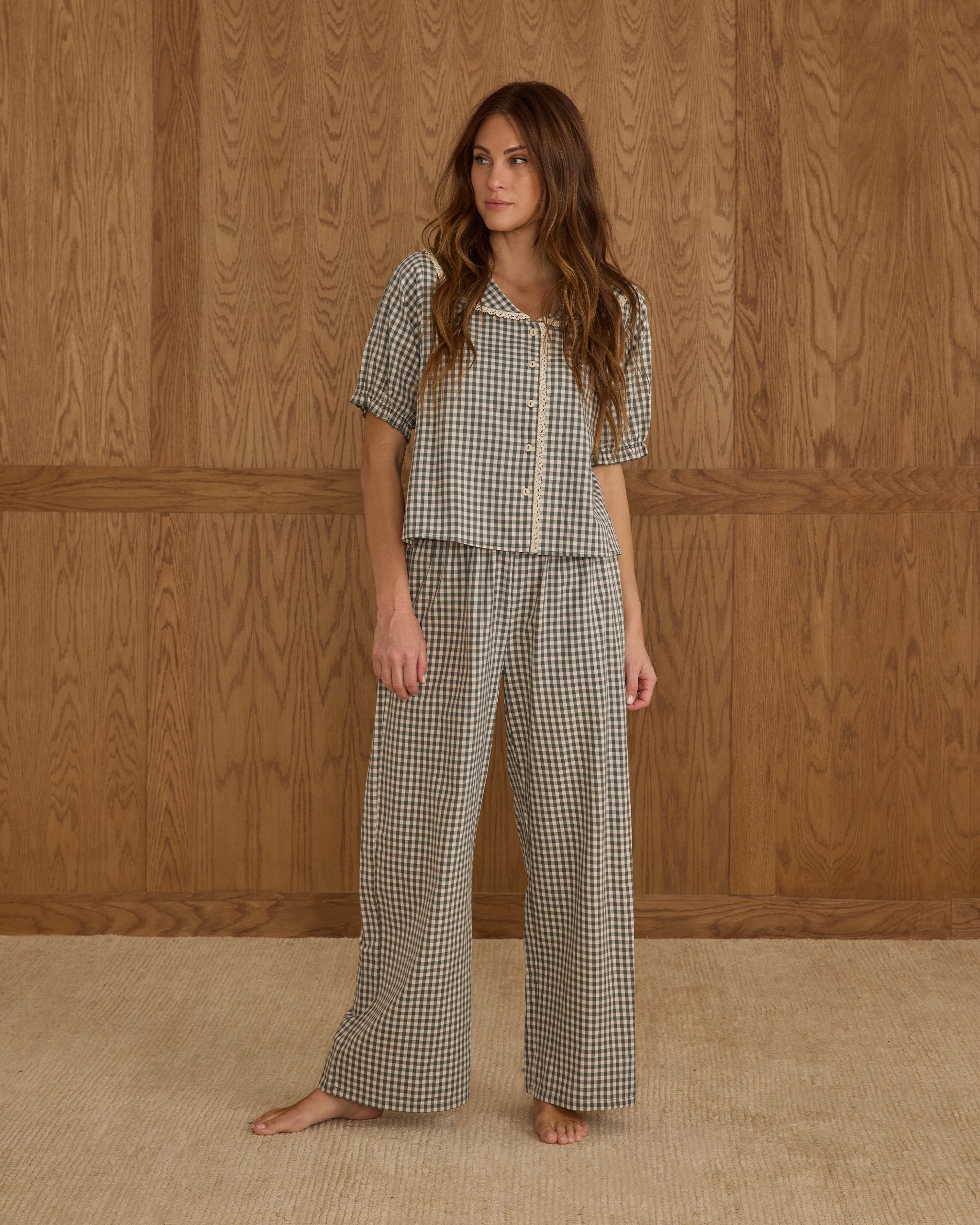 Ruffle Pajamas || Evergreen Gingham